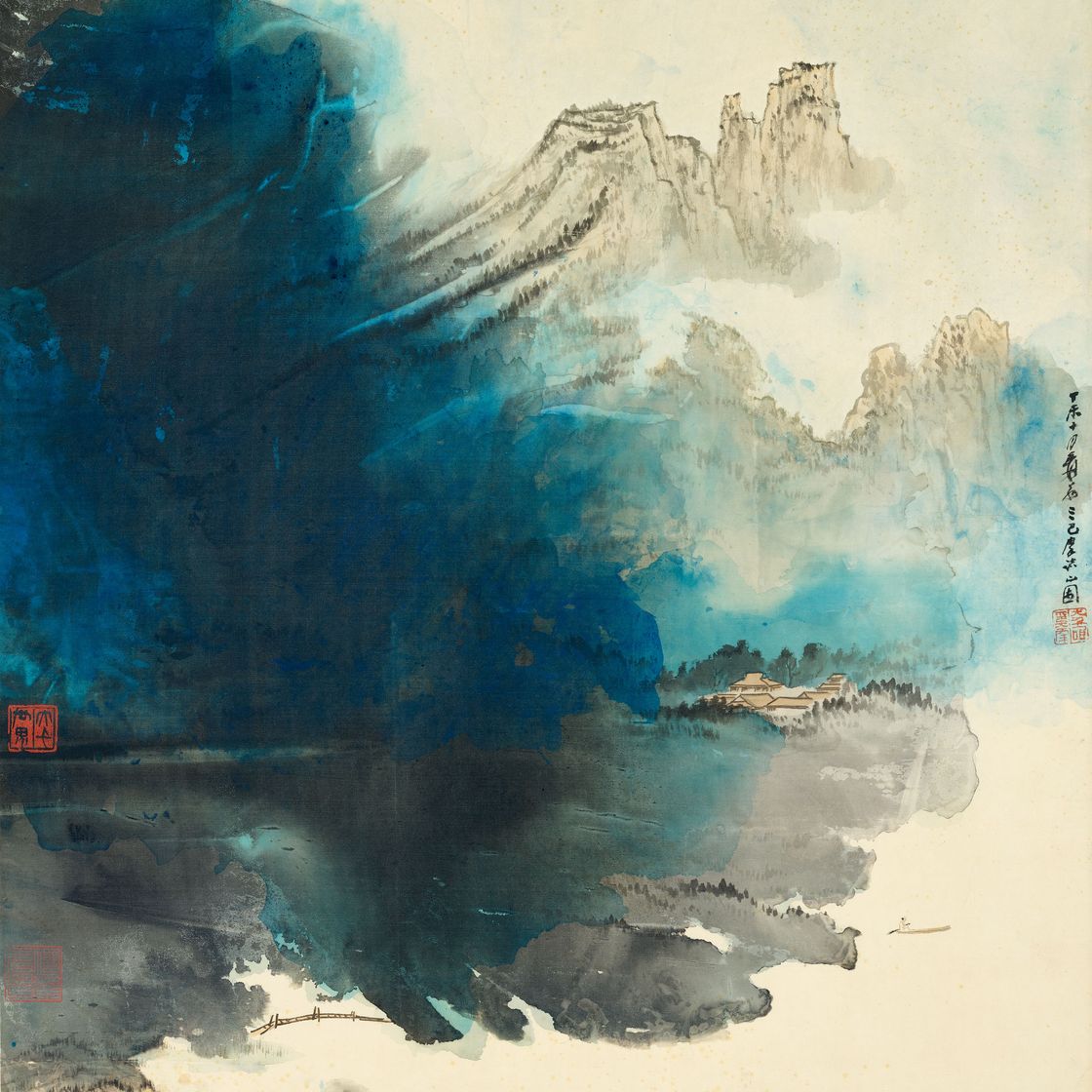 Zhang Daqian — Катание на лодке по горному озеру, изображение 1