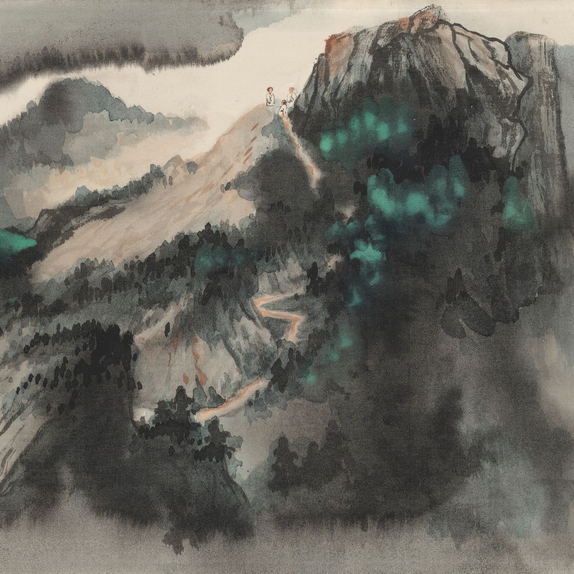 Zhang Daqian — Наслаждаясь далекими пейзажами на вершинах гор, изображение 1