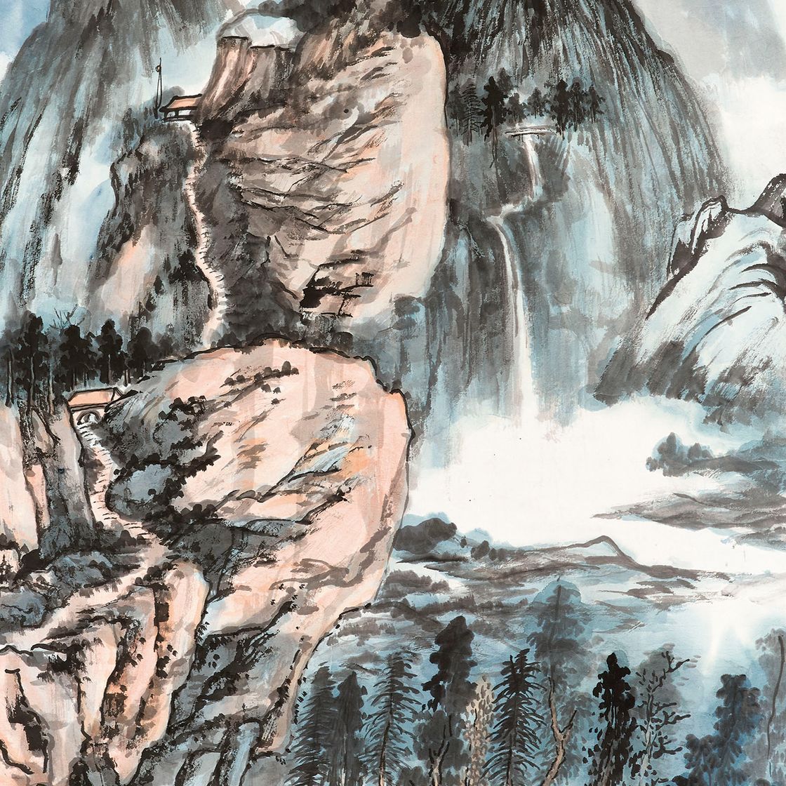 Zhang Daqian — Холмы осенью, изображение 1