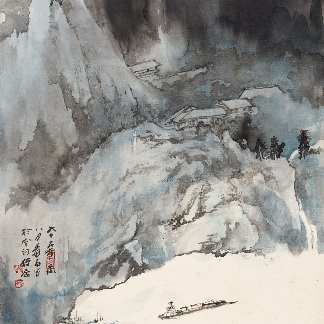 Zhang Daqian — Беседующие на лодках, изображение 1