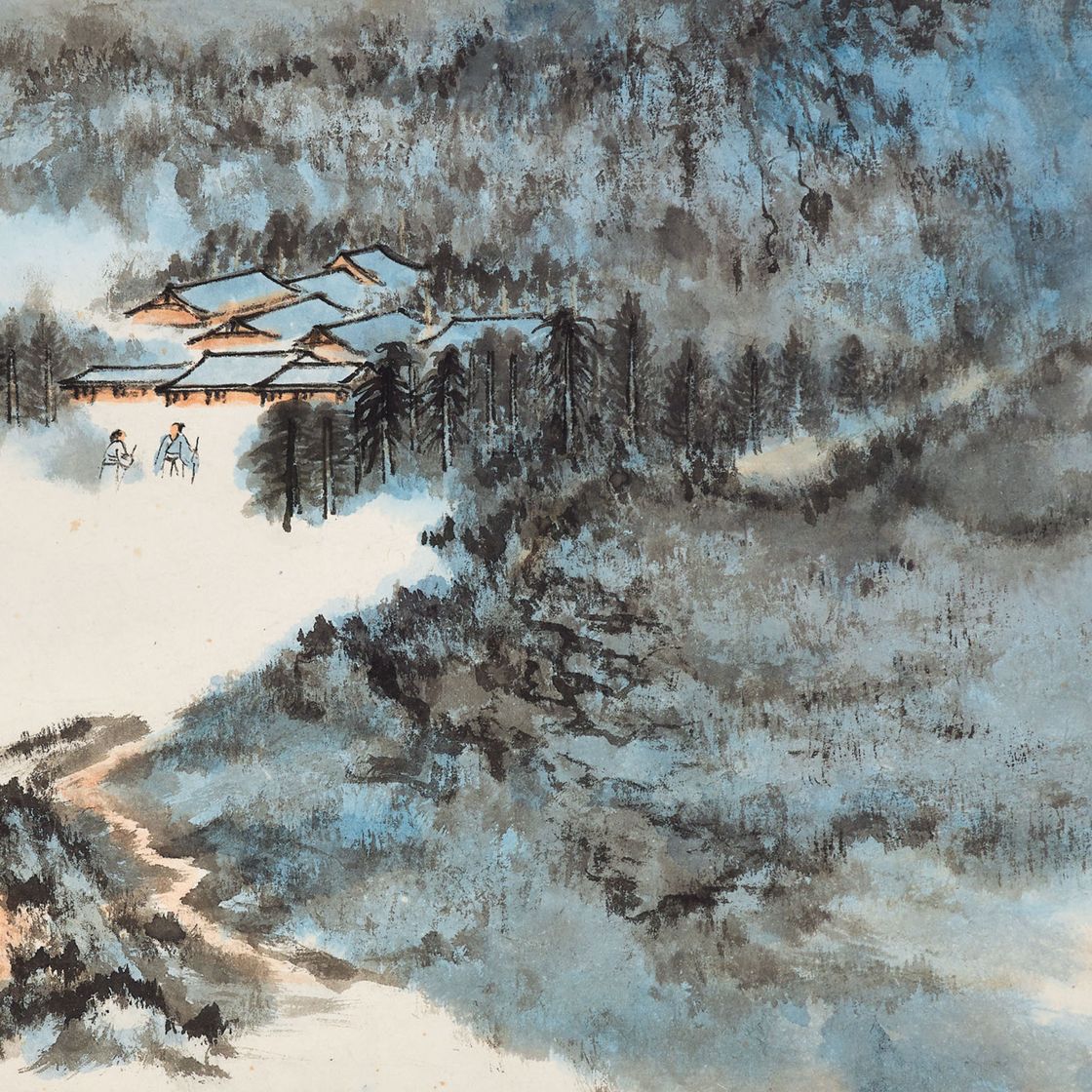 Zhang Daqian — Пейзаж, вдохновленный стихотворением Цюй Даджуна