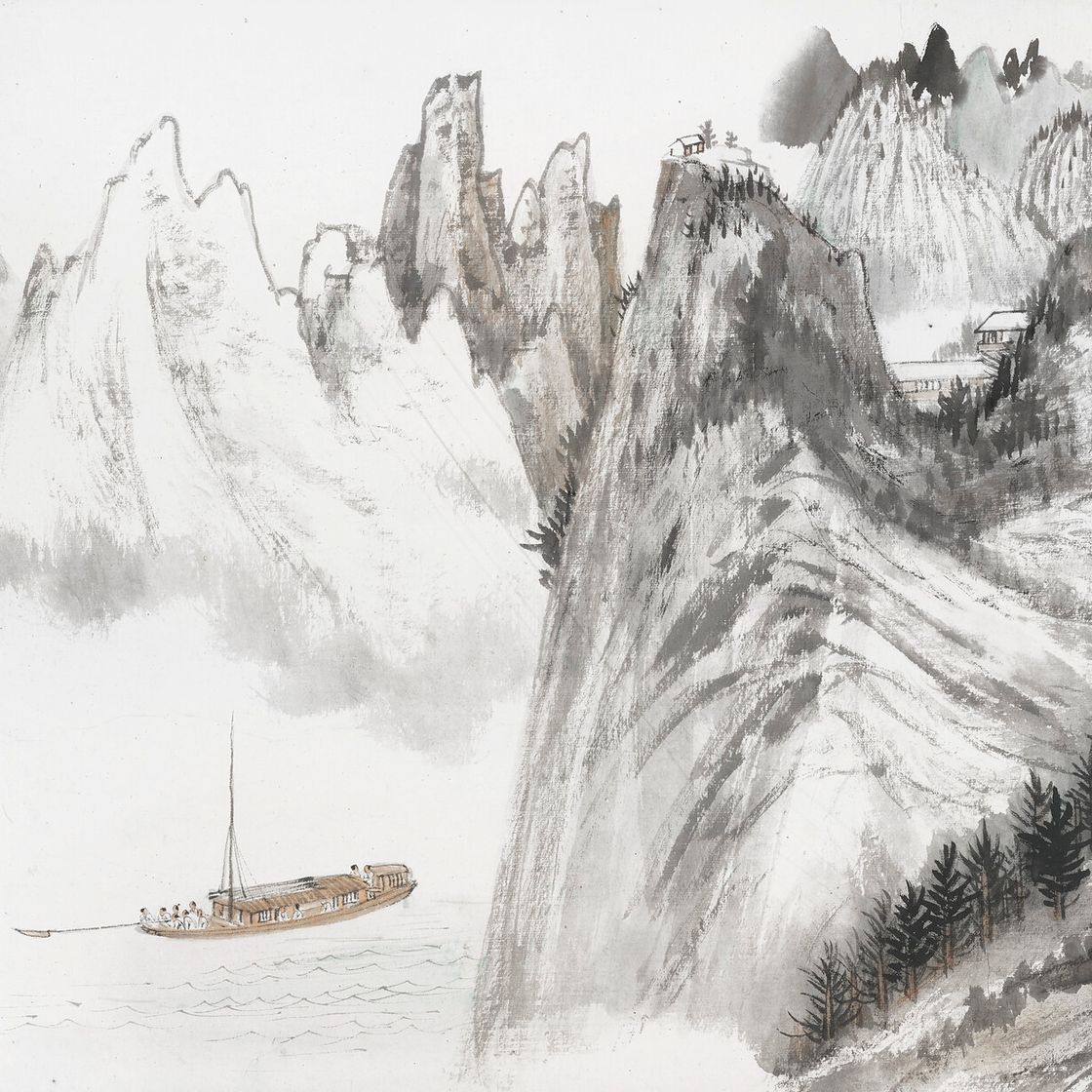 Zhang Daqian — Прогулка на лодке по горам, изображение 1