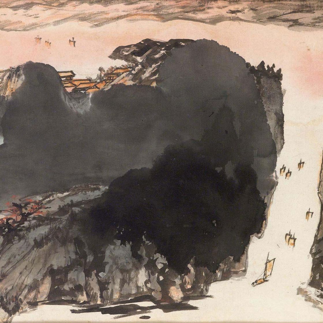 Zhang Daqian — Прогулка на лодке по ущельям