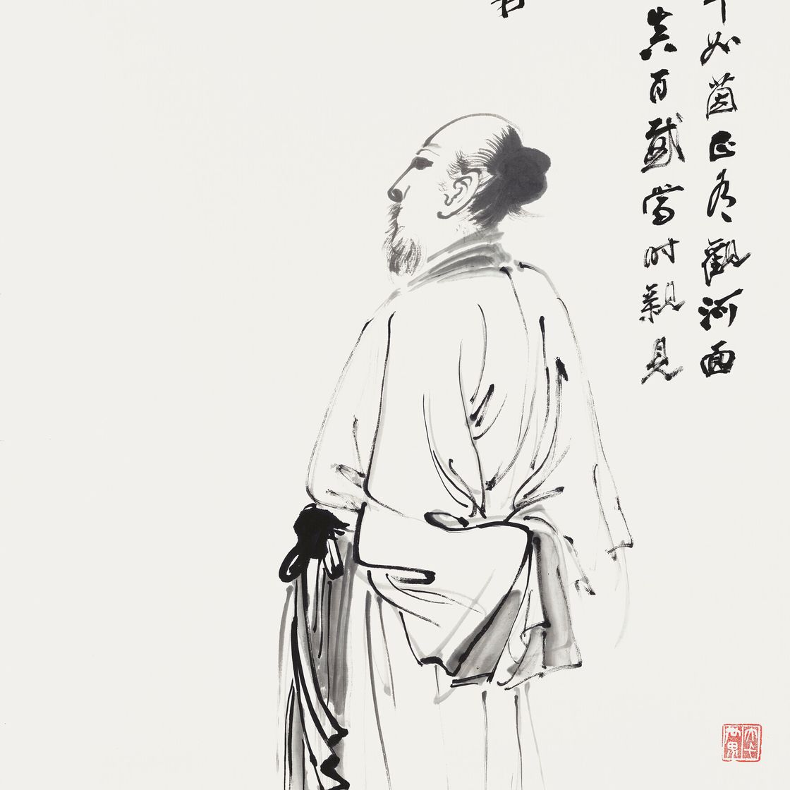 Zhang Daqian — Размышляя о возрасте у ручья, изображение 1