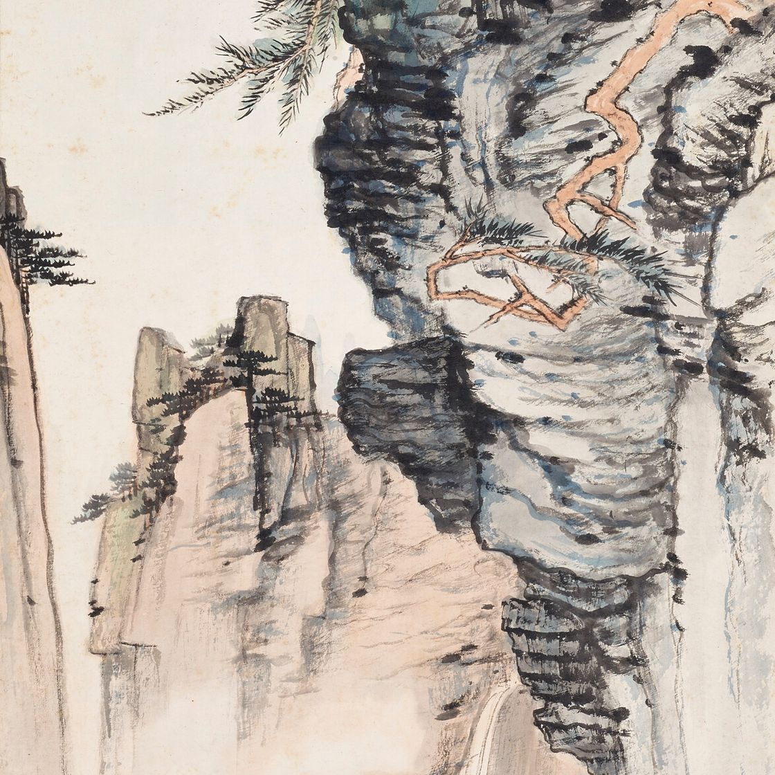 Zhang Daqian — Ученые, рассматривающие горы, изображение 1