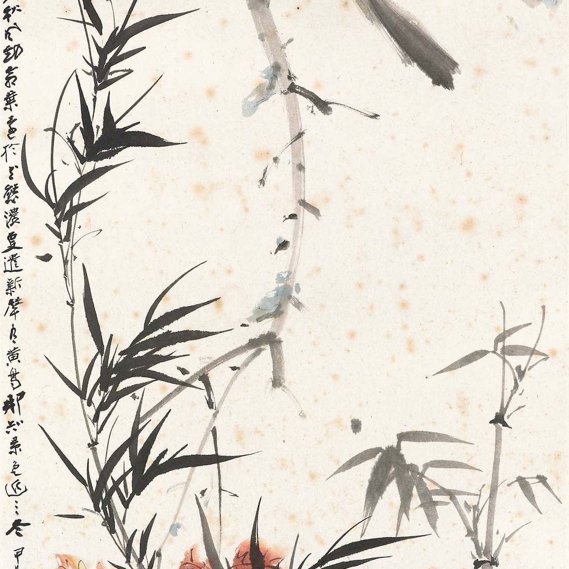 Zhang Daqian — Осенние листья и птица