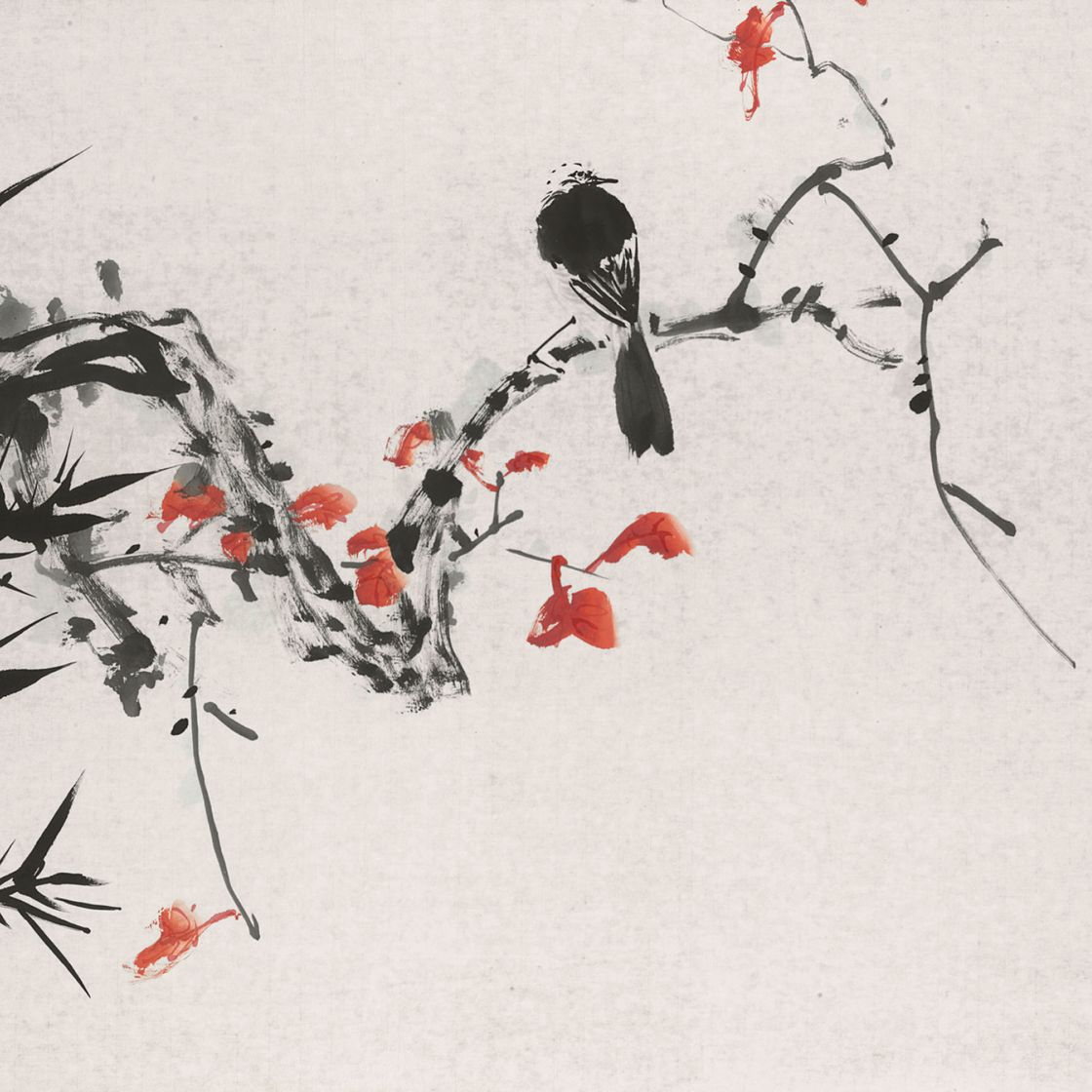 Zhang Daqian — Птица на ветке
