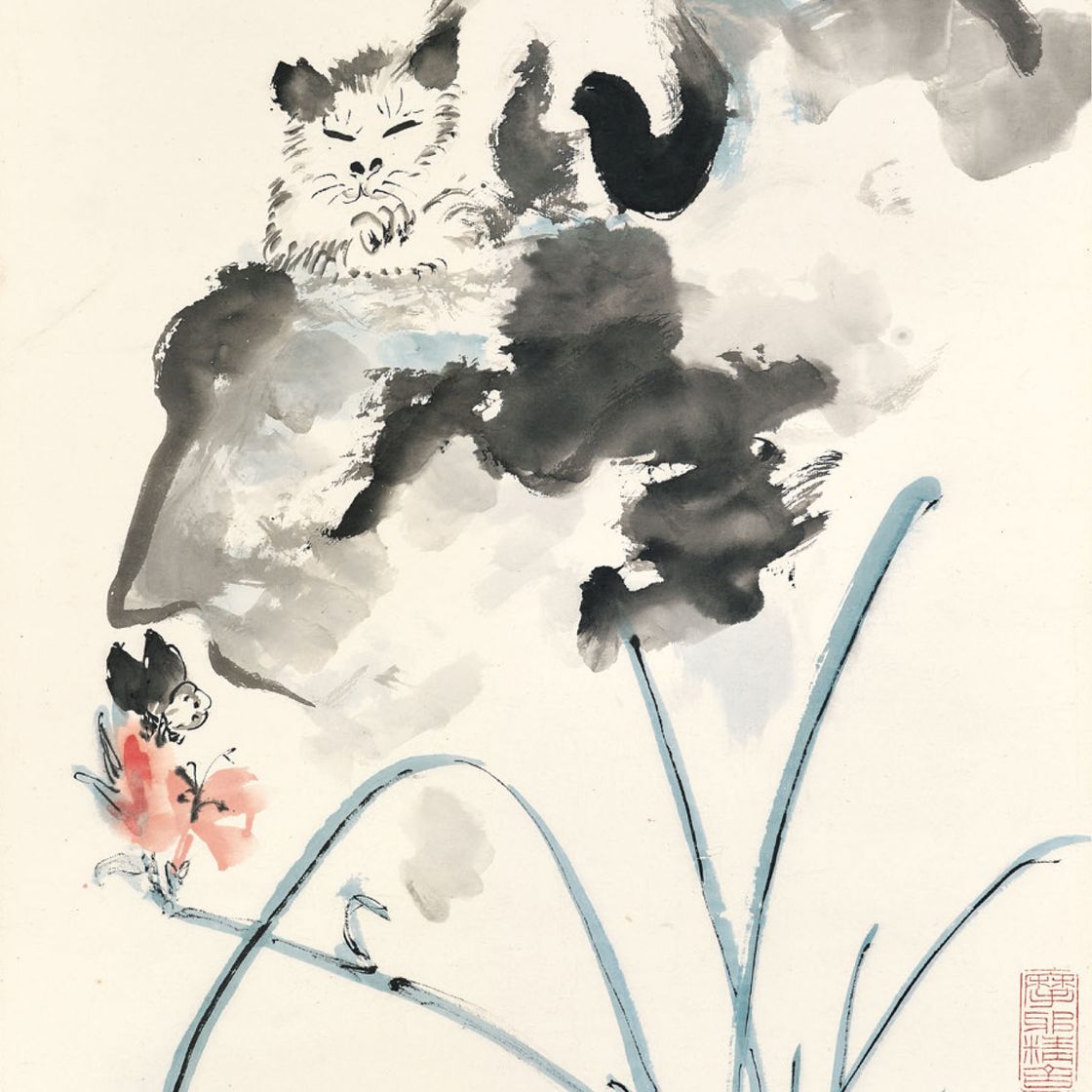 Zhang Daqian — Кот и бабочка
