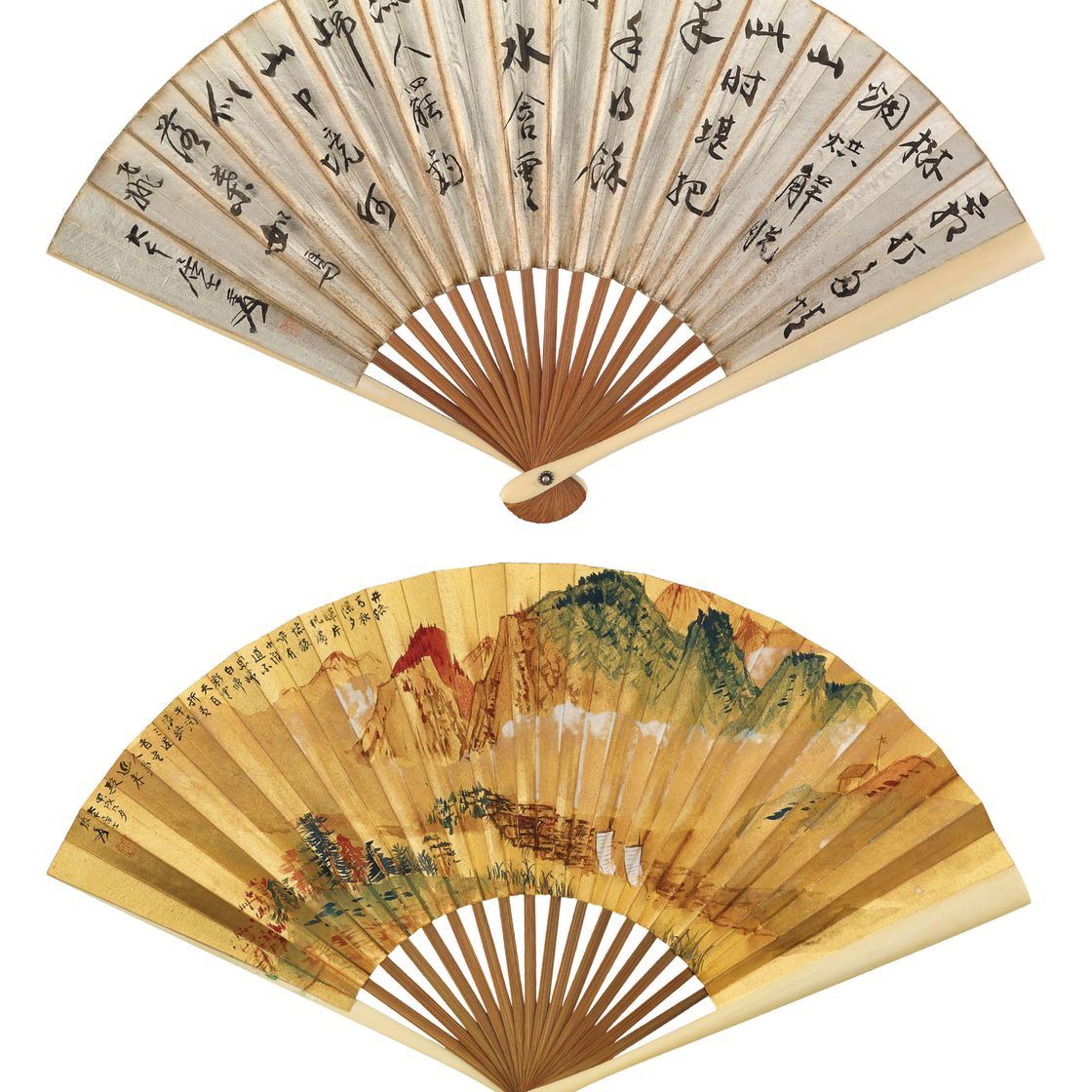Zhang Daqian — Осенний пейзаж/Каллиграфия