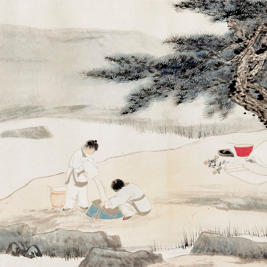 Zhang Daqian — Тао Юаньмин Собирает хризантему, изображение 1