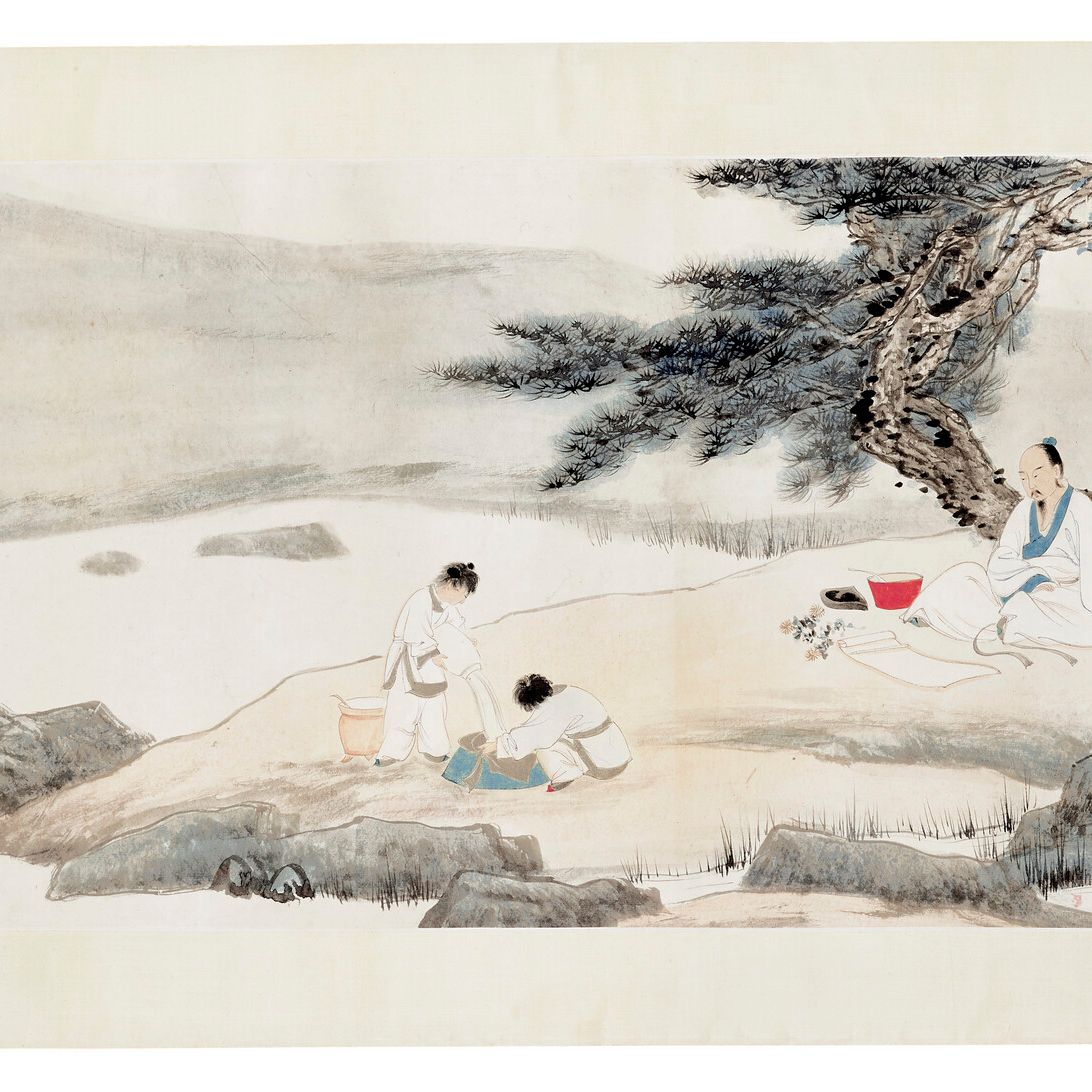 Zhang Daqian — Тао Юаньмин Собирает хризантему, изображение 2