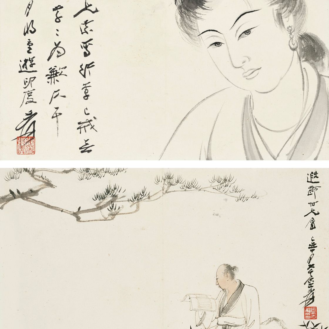 Zhang Daqian — Читающая дама / Ученый, изображение 1