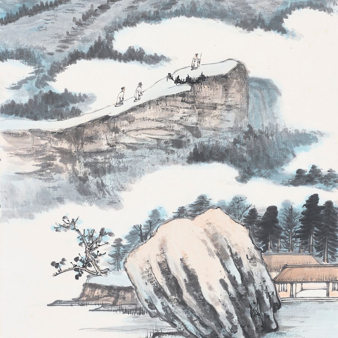 Zhang Daqian — Ученые совершают пешие прогулки, изображение 1