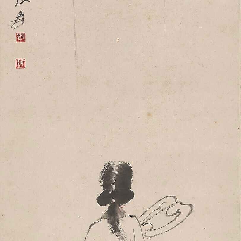 Zhang Daqian — Дама с веером в руках