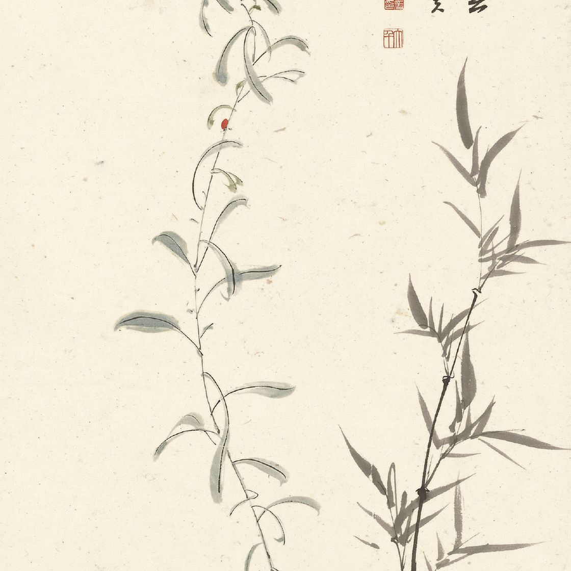 Zhang Daqian — Бамбук и цветок