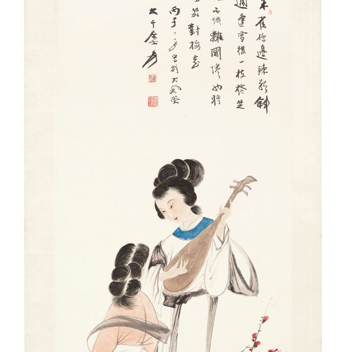 Zhang Daqian — Дама, держащая Пипу, изображение 2