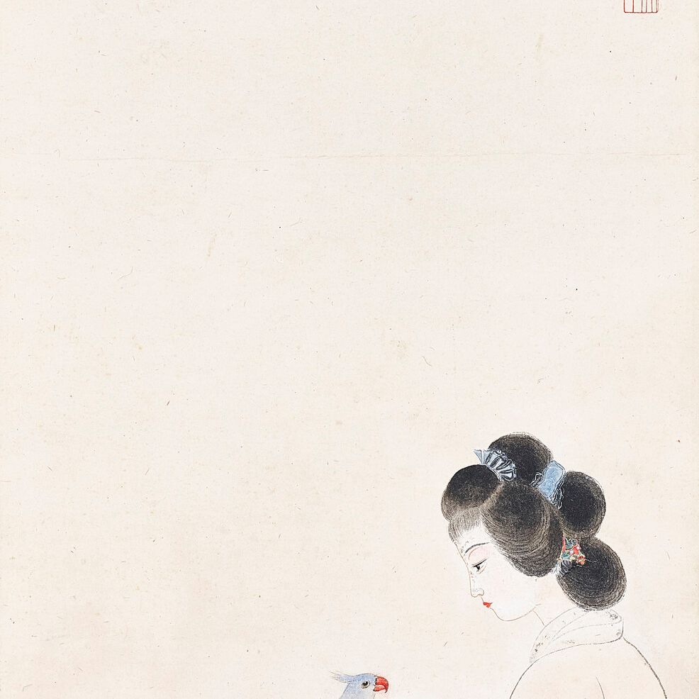 Zhang Daqian — Дама и попугай