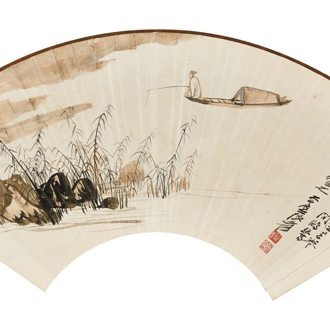 Zhang Daqian — Рыбалка на лодке, изображение 1
