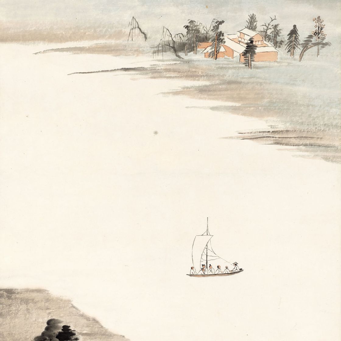 Zhang Daqian — Плыву по осеннему ручью