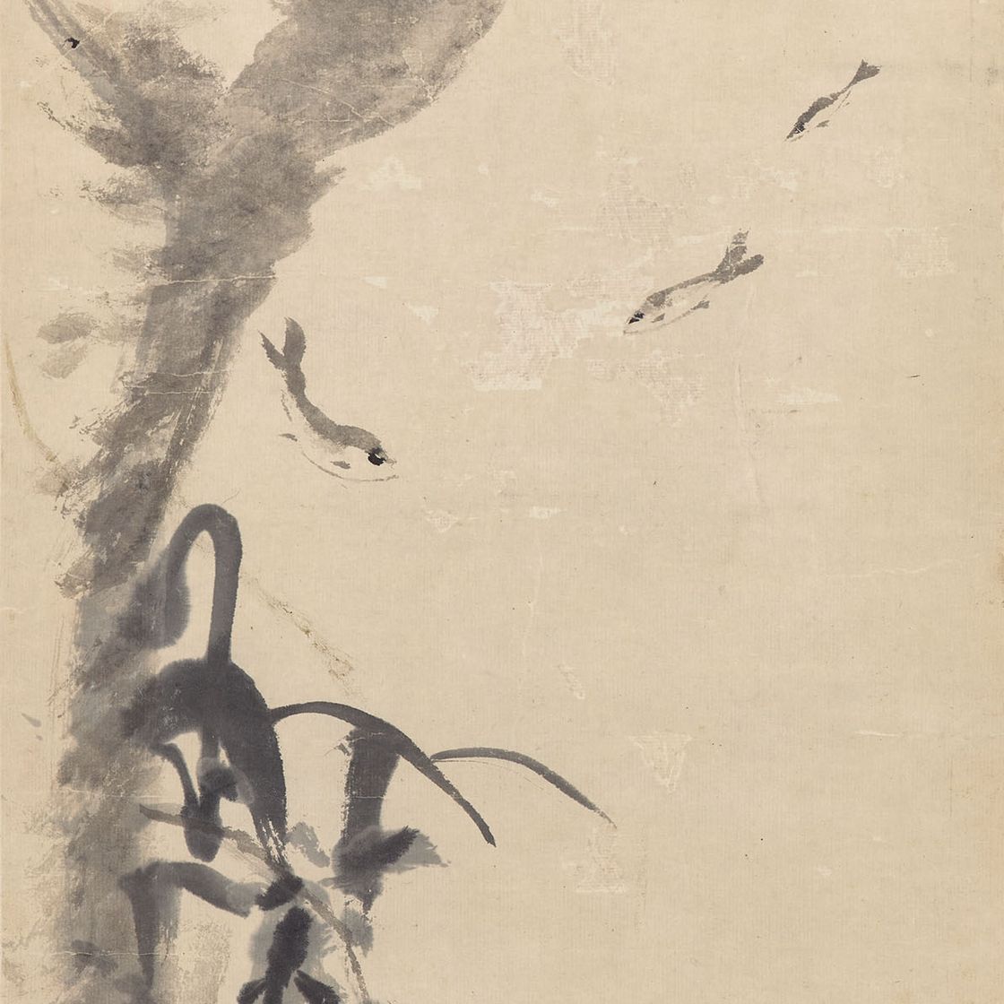 Zhang Daqian — Рыба под скалой