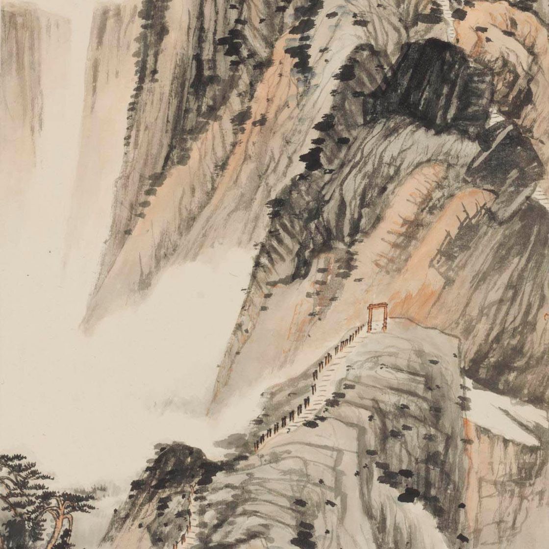 Zhang Daqian — ТРИ ВЕРШИНЫ ГОРЫ ХУА, ПЕЙЗАЖ В СТИЛЕ ШИТАО (1642-1707)