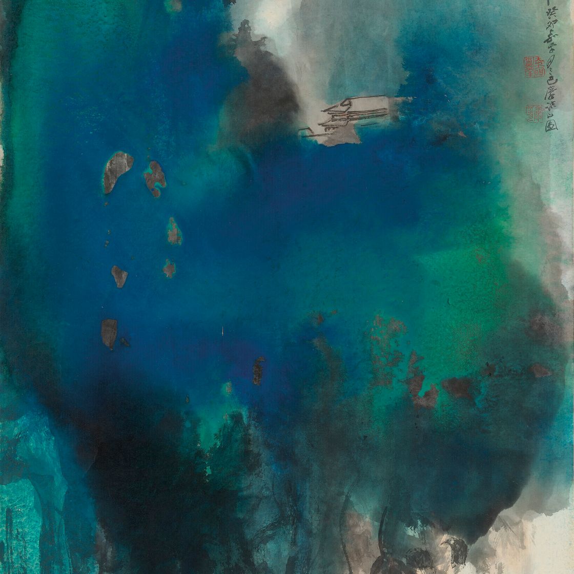 Zhang Daqian — Храм у водопада, изображение 1