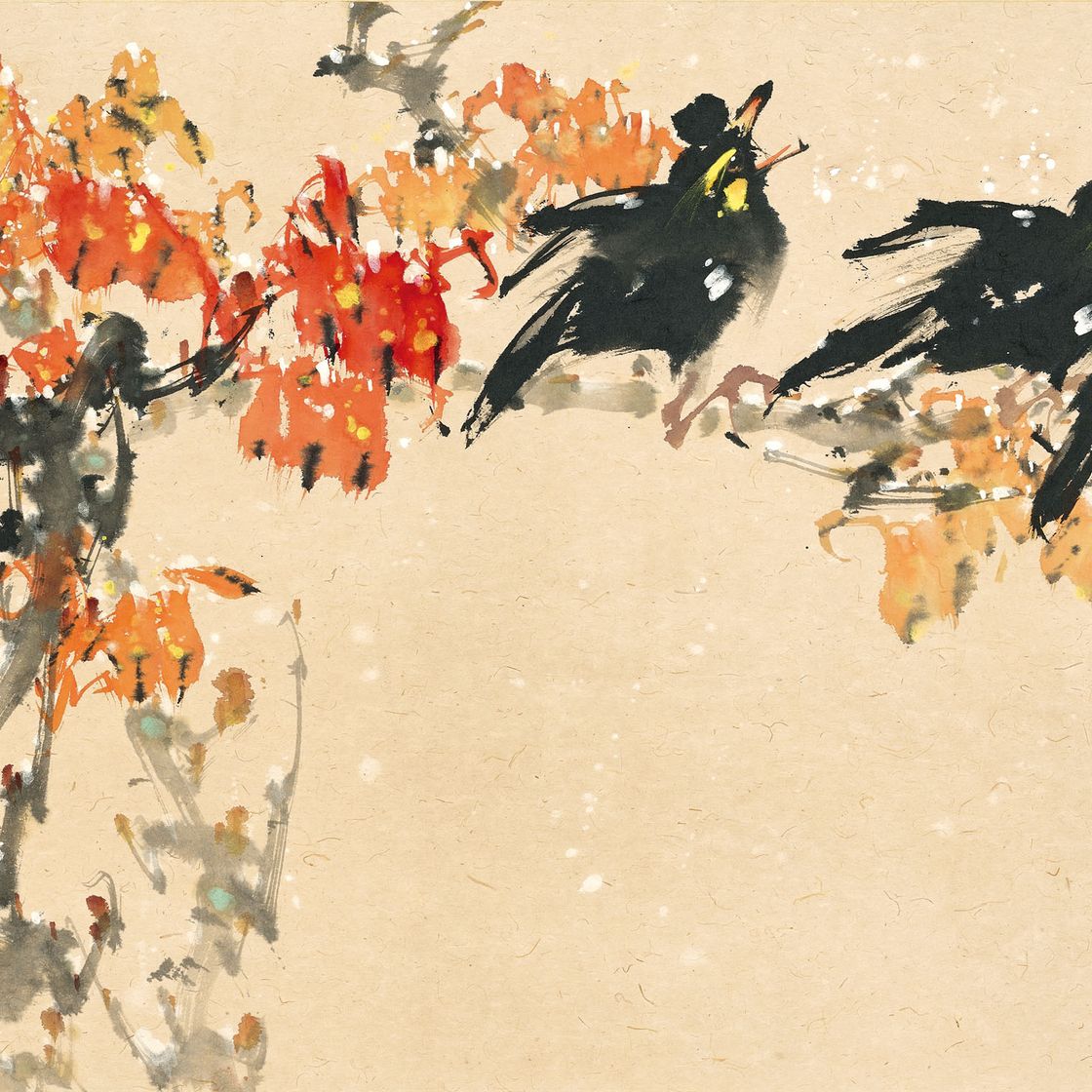 Zhao Shao'ang — Кленовые листья и птицы