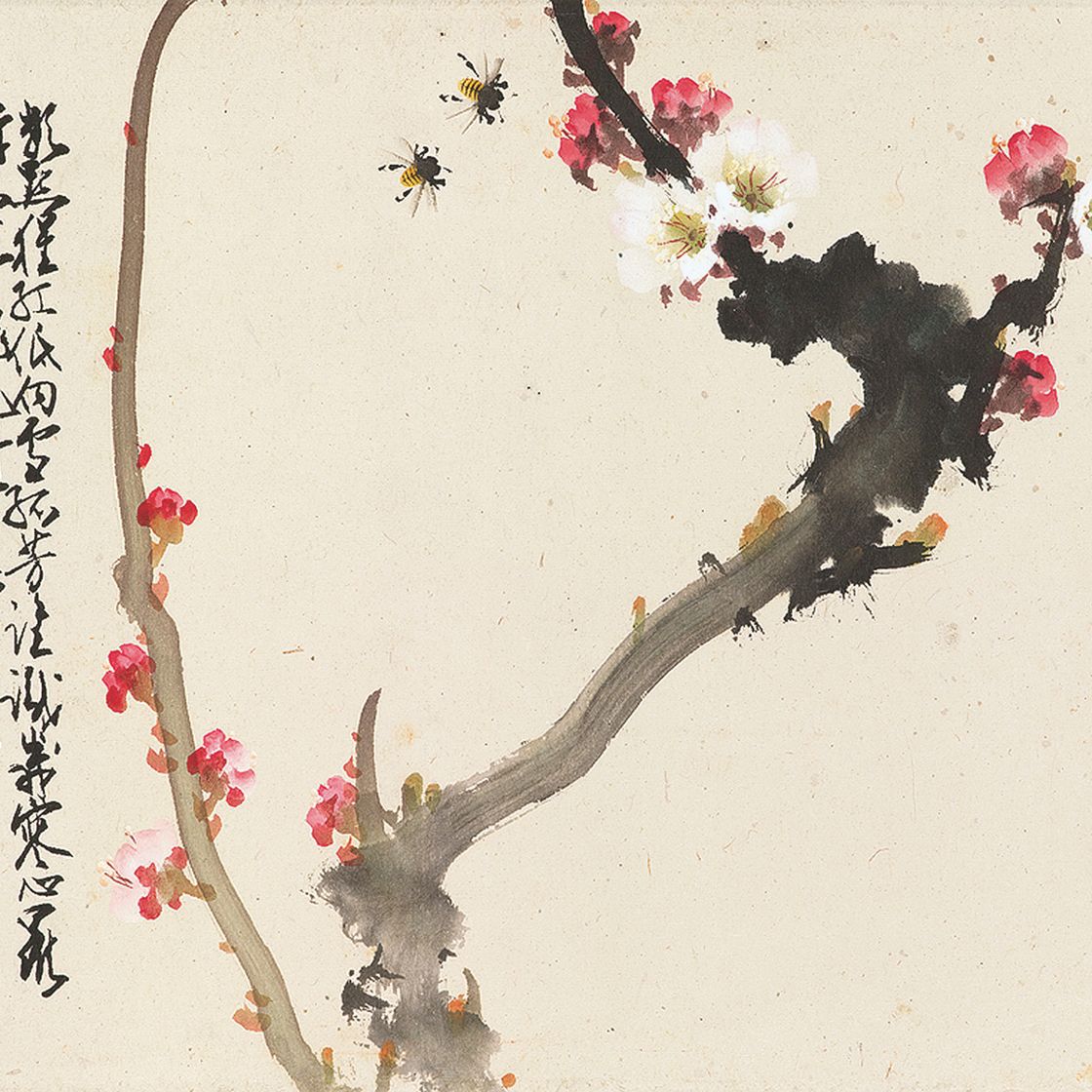 Zhao Shao'ang — Чернослив и пчелы/цикада, изображение 3