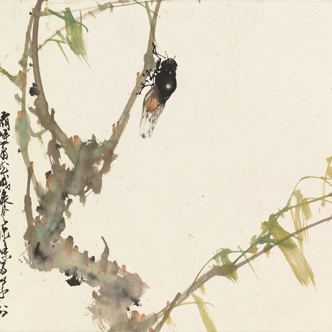 Zhao Shao'ang — Чернослив и пчелы/цикада, изображение 4
