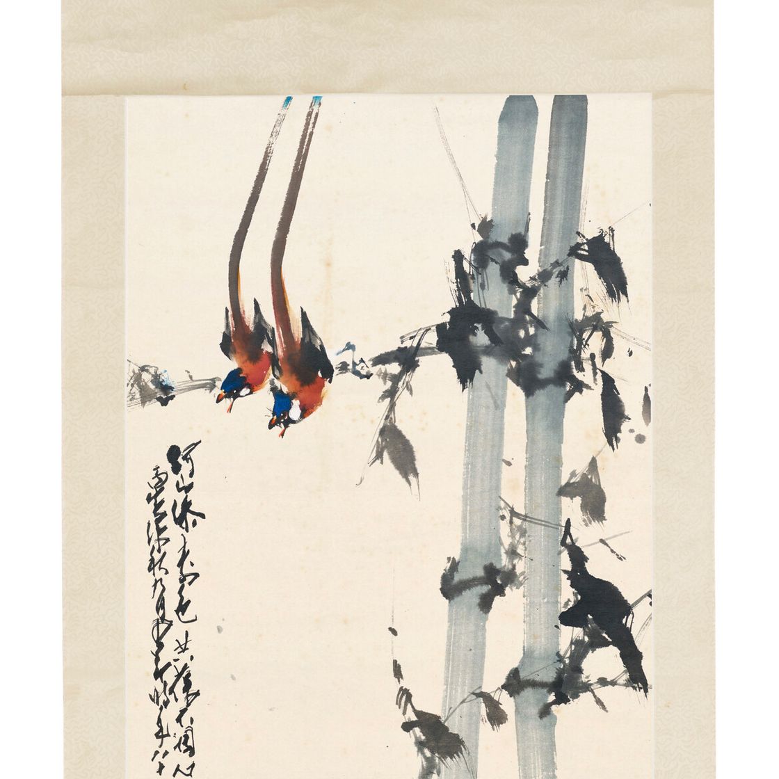 Zhao Shao'ang — Две птицы на бамбуковой ветке, изображение 2