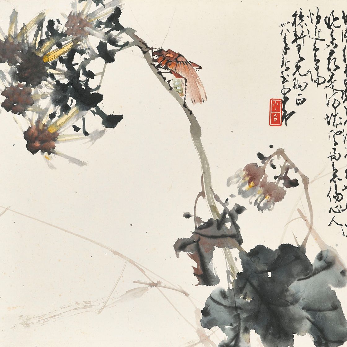 Zhao Shao'ang — Цветок и насекомое Цикада, изображение 1