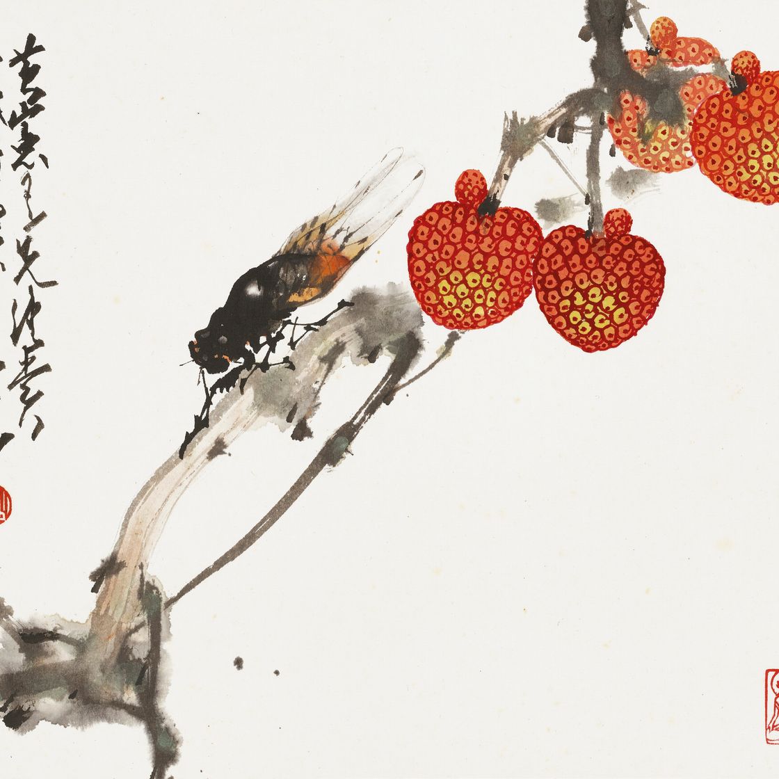 Zhao Shao'ang — Личи и цикада / воробей на дереве, изображение 2