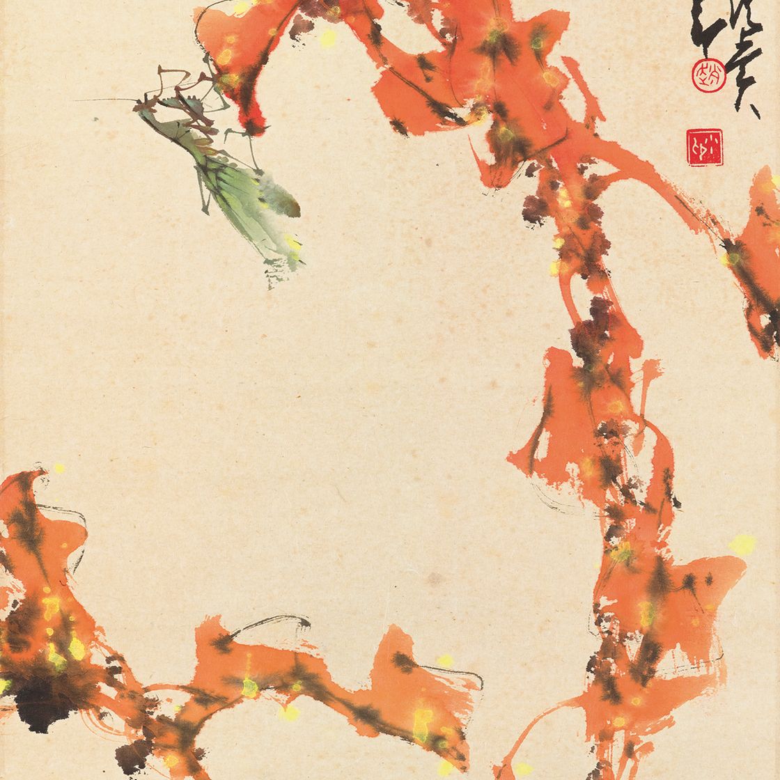 Zhao Shao'ang — Богомол на красных листьях
