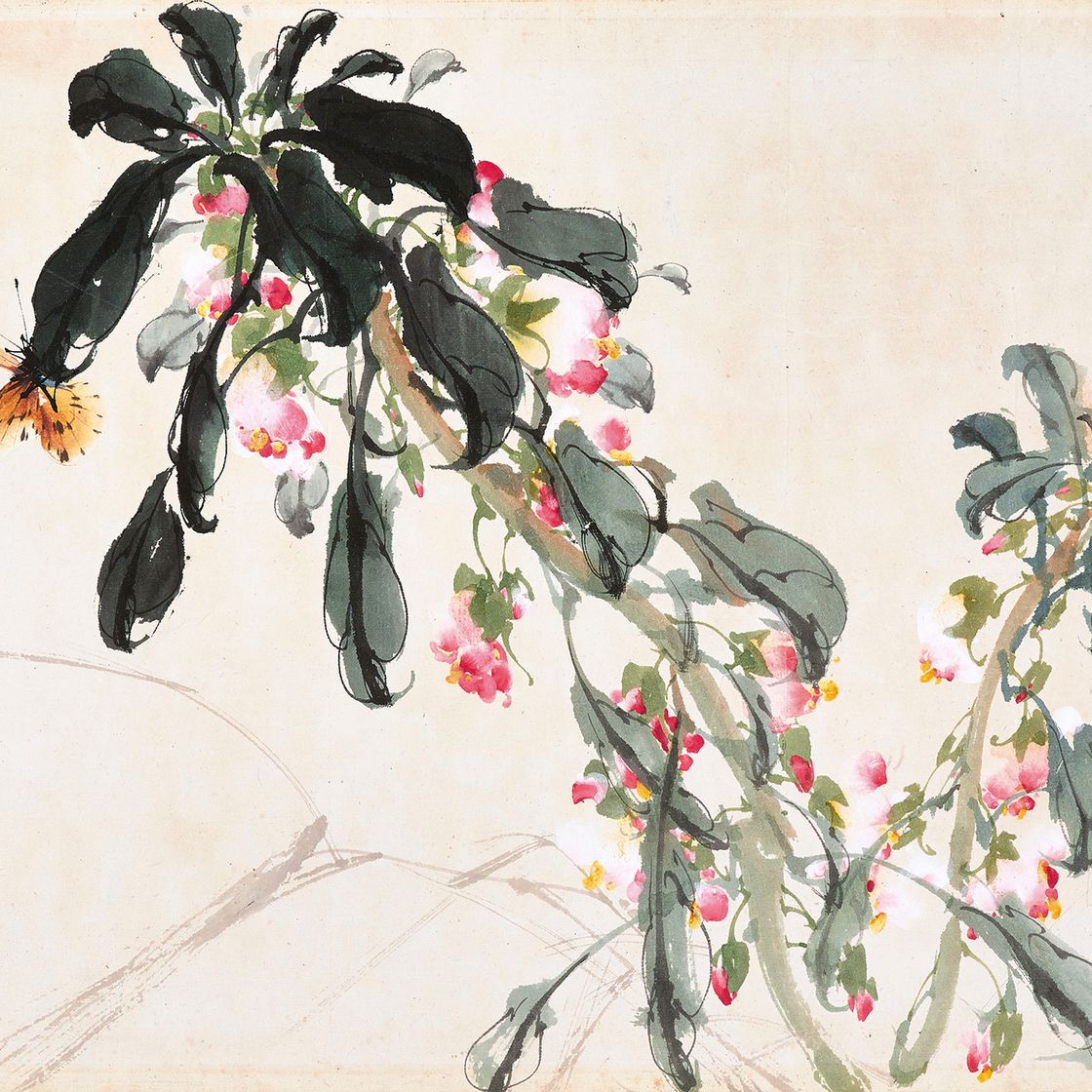 Zhao Shao'ang — Цветы и бабочка