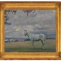 Alfred James Munnings — Серый охотник на обширном ландшафте (справа); Этюд для обширного ландшафта (сзади), изображение 2