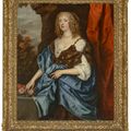 Anthony van Dyck — Портрет Кэтрин Мюррей, впоследствии графини Дайсарт, урожденной Брюс (ум. в 1649 году), в три четверти роста, в коричневом вышитом платье с голубой драпировкой, с цветами в руках, на фоне скалистого пейзажа, изображение 1