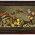 Balthasar Van Der Ast — Попугай в перевернутой корзине с фруктами, оловянной тарелкой, вазой с цветами, насекомыми, ящерицей и ракушками на каменном выступе, изображение 2