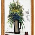 Bernard Buffet — Голубые и желтые цветы, танцующие на ветру, изображение 2