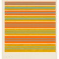 Bridget Riley — Синий на оранжевом и охряном фоне, изображение 1