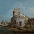 Canaletto — Венецианское каприччио с овальной церковью на берегу лагуны, изображение 1