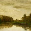 Charles François Daubigny — Барки и канары на берегу реки, изображение 1
