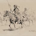 Charles Marion Russell — Индейцы верхом на лошадях, изображение 1