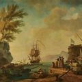 Claude Joseph Vernet — Сцена гавани на закате с фигурами на стене гавани справа; и гавань на закате с элегантными дамами на переднем плане., изображение 5