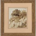 Claude Lorrain — Скалистый пейзаж со святым Иоанном Крестителем, сидящим на утесе (справа); Дом, окруженный стеной, на берегу реки (слева), изображение 3