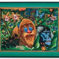 Clovis Trouille — Мандрил из птиц, танцующих в экзотических джунглях, из птиц, живущих в тропиках, изображение 1