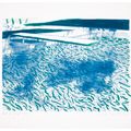 David Hockney — Литография воды, состоящая из линий и зеленой полосы, изображение 1
