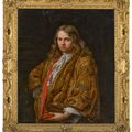 Dutch School — Портрет джентльмена в полный рост, в расшитом красновато-коричневом плаще и кружевном галстуке, изображение 1