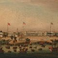 Dutch School — Хонги в Кантоне с испанским, американским, британским и голландским флагами, изображение 2