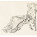Edward Burne-Jones — Портрет Фанни Корнфорт, полулежащей в кресле, для "Laus Veneris"; с эскизами фигур для "Клерка Сондерса" (на обороте), изображение 1