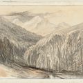 Edward Lear — Перевал Монте-д'Оро на Корсике; Башня Сан-Эусебио; Фигуры, загружающие баржу; Башня в Кампанье, Рим; и замок на вершине прибрежного холма., изображение 1
